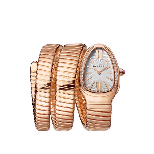 Bvlgari Serpenti Tubogas - 2 Row - RoseBvlgari Serpenti Tubogas - 35 MM - Rose Gold - Silver Dial - 103002  nyc watcher nyc watches