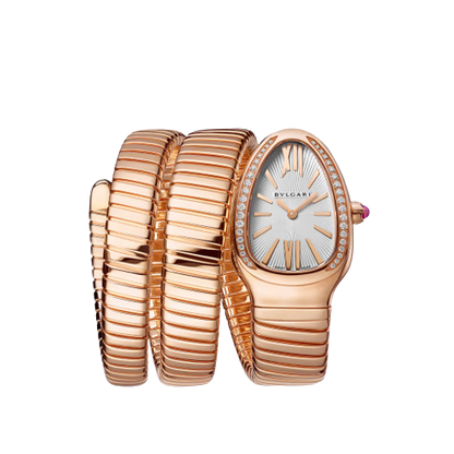 Bvlgari Serpenti Tubogas - 2 Row - RoseBvlgari Serpenti Tubogas - 35 MM - Rose Gold - Silver Dial - 103002  nyc watcher nyc watches