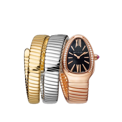 Bvlgari Serpenti Tubogas - 35 MM - Rose Gold, Yellow and White Gold - Black Dial - 102948  nyc watcher nyc watches