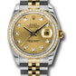 Rolex Stainless Steel And Yellow Gold Datejust - 36 MM - Jubilee Bracelet - Diamond Bezel - Champagne Diamond Dial - 116243 chdj
