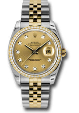 Rolex Stainless Steel And Yellow Gold Datejust - 36 MM - Jubilee Bracelet - Diamond Bezel - Champagne Diamond Dial - 116243-0005