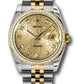 Rolex Stainless Steel And Yellow Gold Datejust - 36 MM - Jubilee Bracelet - Diamond Bezel - Champagne Jubilee Diamond Dial - 116243 chjdj
