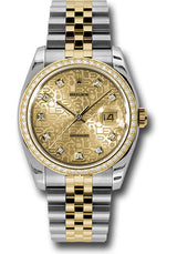 Rolex Stainless Steel And Yellow Gold Datejust - 36 MM - Jubilee Bracelet - Diamond Bezel - Champagne Jubilee Diamond Dial - 116243-0004