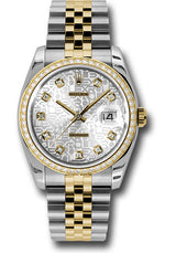 Rolex Stainless Steel And Yellow Gold Datejust - 36 MM - Jubilee Bracelet - Diamond Bezel - Silver Jubilee Diamond Dial - 116243-0002