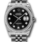 Rolex Stainless Steel And White Gold Datejust - 36 MM - Jubilee Bracelet - Diamond Bezel - Black Diamond Dial - 116244 bkdj