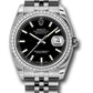 Rolex Stainless Steel And White Gold Datejust - 36 MM - Jubilee Bracelet - Diamond Bezel - Black Index Dial - 116244 bkij