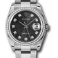 Rolex Stainless Steel And White Gold Datejust - 36 MM - Oyster Bracelet - Diamond Bezel - Black Jubilee Diamond Dial - 116244 bkjdo
