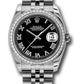 Rolex Stainless Steel And White Gold Datejust - 36 MM - Jubilee Bracelet - Diamond Bezel - Black Roman Dial - 116244 bkrj
