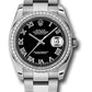 Rolex Stainless Steel And White Gold Datejust - 36 MM - Oyster Bracelet - Diamond Bezel - Black Roman Dial - 116244 bkro