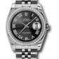 Rolex Stainless Steel And White Gold Datejust - 36 MM - Jubilee Bracelet - Diamond Bezel -  Black Sunbeam Roman Dial - 116244 bksbrj