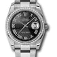 Rolex Stainless Steel And White Gold Datejust - 36 MM - Oyster Bracelet - Diamond Bezel -  Black Sunbeam Roman Dial - 116244 bksbro