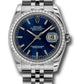 Rolex Stainless Steel And White Gold Datejust - 36 MM - Jubilee Bracelet - Diamond Bezel -  Blue Index Dial - 116244 blij
