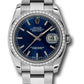 Rolex Stainless Steel And White Gold Datejust - 36 MM - Oyster Bracelet - Diamond Bezel -  Blue Index Dial - 116244 blio