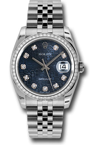 Rolex Stainless Steel And White Gold Datejust - 36 MM - Jubilee Bracelet - Diamond Bezel -  Blue Jubilee Diamond Dial - 116244 bljdj