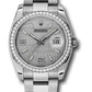 Rolex Stainless Steel And White Gold Datejust - 36 MM - Oyster Bracelet - Diamond Bezel - Silver Wave Diamond Dial - 116244 swdao