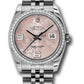  Rolex Stainless Steel And White Gold Datejust - 36 MM - Jubilee Bracelet - Diamond Bezel - Pink Floral Arabic Dial - 116244 pfaj