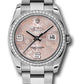 Rolex Stainless Steel And White Gold Datejust - 36 MM - Oyster Bracelet - Diamond Bezel - Pink Floral Dial - 116244 pfao