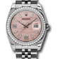 Rolex Stainless Steel And White Gold Datejust - 36 MM - Jubilee Bracelet - Diamond Bezel - Pink Wave Diamond Dial - 116244 pwdaj