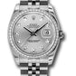 Rolex Stainless Steel And White Gold Datejust - 36 MM - Jubilee Bracelet - Diamond Bezel - Silver Diamond Dial - 116244 sdj