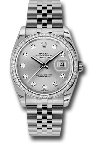 Rolex Stainless Steel And White Gold Datejust - 36 MM - Jubilee Bracelet - Diamond Bezel - Silver Diamond Dial - 116244 sdj