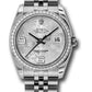 Rolex Stainless Steel And White Gold Datejust - 36 MM - Jubilee Bracelet - Diamond Bezel - Silver Floral Arabic Dial - 116244 sfaj