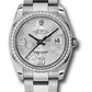 Rolex Stainless Steel And White Gold Datejust - 36 MM - Oyster Bracelet - Diamond Bezel - Silver Floral Dial - 116244 sfao