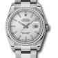 Rolex Stainless Steel And White Gold Datejust - 36 MM - Oyster Bracelet - Diamond Bezel - Silver Index Dial - 116244 sio