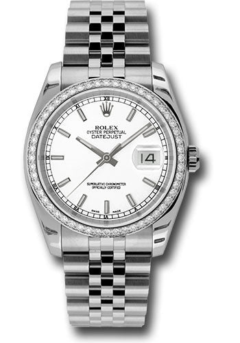 Rolex Stainless Steel And White Gold Datejust - 36 MM - Jubilee Bracelet - Diamond Bezel - White Index Dial - 116244 wij