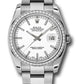 Rolex Stainless Steel And White Gold Datejust - 36 MM - Oyster Bracelet - Diamond Bezel - White Index Dial - 116244 wio