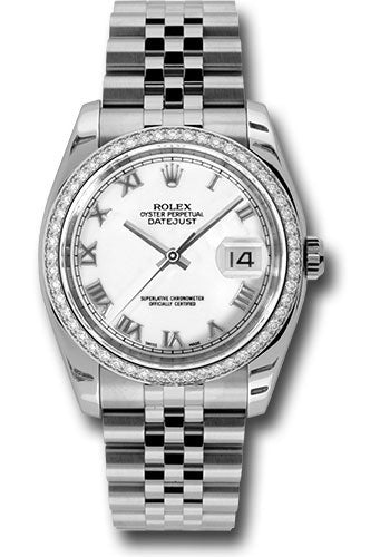 Rolex Stainless Steel And White Gold Datejust - 36 MM - Jubilee Bracelet - Diamond Bezel - White Roman Dial - 116244 wrj