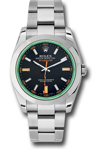 Rolex Stainless Steel Milgauss Watch - 40 MM - Oyster Bracelet - Black Dial - 116400GV bko