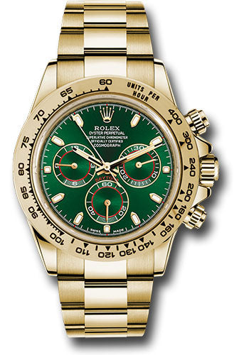 Rolex John Mayer Yellow Gold Daytona Watch - 40 MM - Oyster Bracelet - Green Dial - 116508-0013