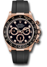Rolex Everose Gold Daytona Watch - 40 MM - Oysterflex Strap - Black Diamond Dial - 116515LN-0057
