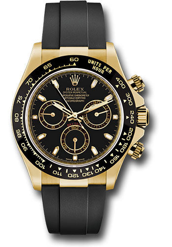 Rolex Yellow Gold Daytona Watch - 40 MM - Oysterflex Strap - Black Dial   - 116518LN bkof