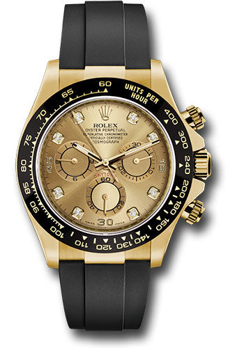 Rolex Yellow Gold Daytona Watch - 40 MM - Oysterflex Strap - Champagne Diamond Dial - 116518LN chdof