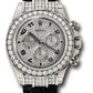 Rolex White Gold Daytona Watch - 40 MM - Black Leather Strap - Pave Diamond Dial - 116599RBR