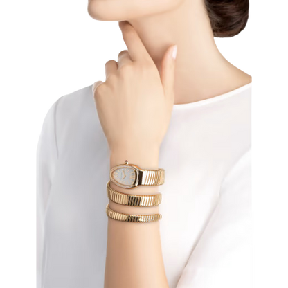 Bvlgari Serpenti Tubogas - 2 Row - RoseBvlgari Serpenti Tubogas - 35 MM - Rose Gold - Silver Dial - 103002  nyc watcher nyc watches 