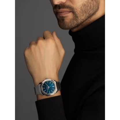 Bvlgari Octo Roma - Stainless Steel 41 MM - Stainless Steel Bracelet - Blue Dial - Stainless Steel Bezel - 102856