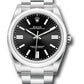 Rolex Stainless Steel Oyster Perpetual no date Watch - 41 MM - Oyster Bracelet - Black Dial - 124300 bkio