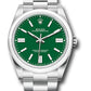 Rolex Stainless Steel Oyster Perpetual no date Watch - 41 MM - Oyster Bracelet - Green Dial - 124300 greio
