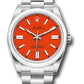 Rolex Stainless Steel Oyster Perpetual no date Watch - 41 MM - Oyster Bracelet - Coral Red Dial - 124300 reio