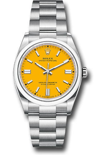 Rolex Stainless Steel Oyster Perpetual no date Watch - 36 MM - Oyster Bracelet - Yellow Dial - 126000 yio