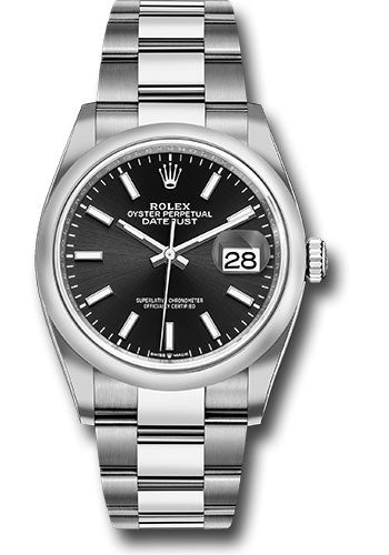 Rolex Stainless Steel Datejust - 36 MM - Oyster Bracelet - Domed Bezel - Black Dial - 126200 bkio