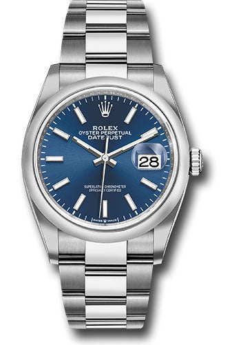 Rolex Stainless Steel Datejust - 36 MM - Oyster Bracelet - Domed Bezel - Blue Dial - 126200 blio