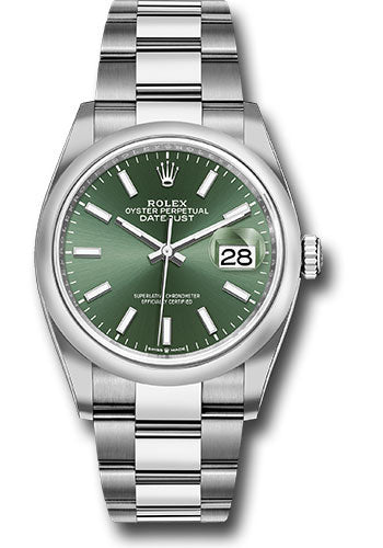 Rolex Stainless Steel Datejust - 36 MM - Oyster Bracelet - Domed Bezel - Green Dial - 126200 mgio