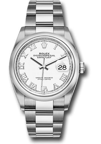 Rolex Stainless Steel Datejust - 36 MM - Oyster Bracelet - Domed Bezel - White Dial - 126200 wro