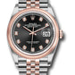 Rolex Stainless Steel And Pink Gold Datejust - 36 MM - Jubilee Bracelet - Domed Bezel - Black Diamond Dial - 126201 bkdj