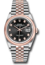 Rolex Stainless Steel And Pink Gold Datejust - 36 MM - Jubilee Bracelet - Domed Bezel - Black Diamond Dial - 126201-0019