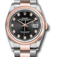 Rolex Stainless Steel And Pink Gold Datejust - 36 MM - Oyster Bracelet - Domed Bezel - Black Diamond Dial - 126201 bkdo