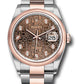 Rolex Stainless Steel And Pink Gold Datejust - 36 MM - Oyster Bracelet - Domed Bezel - Chocolate Jubilee Diamond Dial - 126201 chojdo